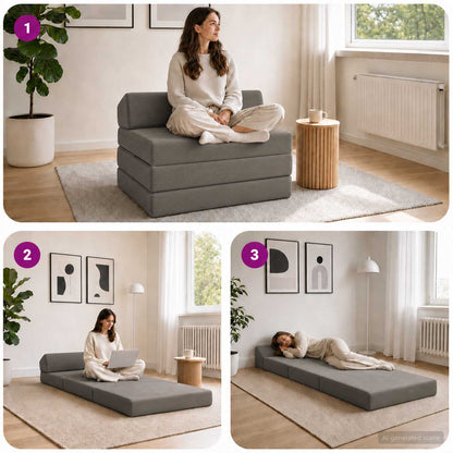 Divano Letto Pieghevole Grigio Chiaro 200 x 70 x 10 cm | homemem39