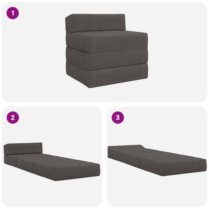 Divano Letto Pieghevole Grigio Scuro 200 x 70 x 10 cm