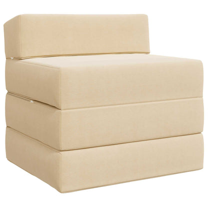 Divano Letto Pieghevole Crema 200 x 70 x 10 cm Tessuto in Cords