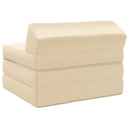 Divano Letto Pieghevole Crema 200 x 70 x 10 cm Tessuto in Cords | homemem39