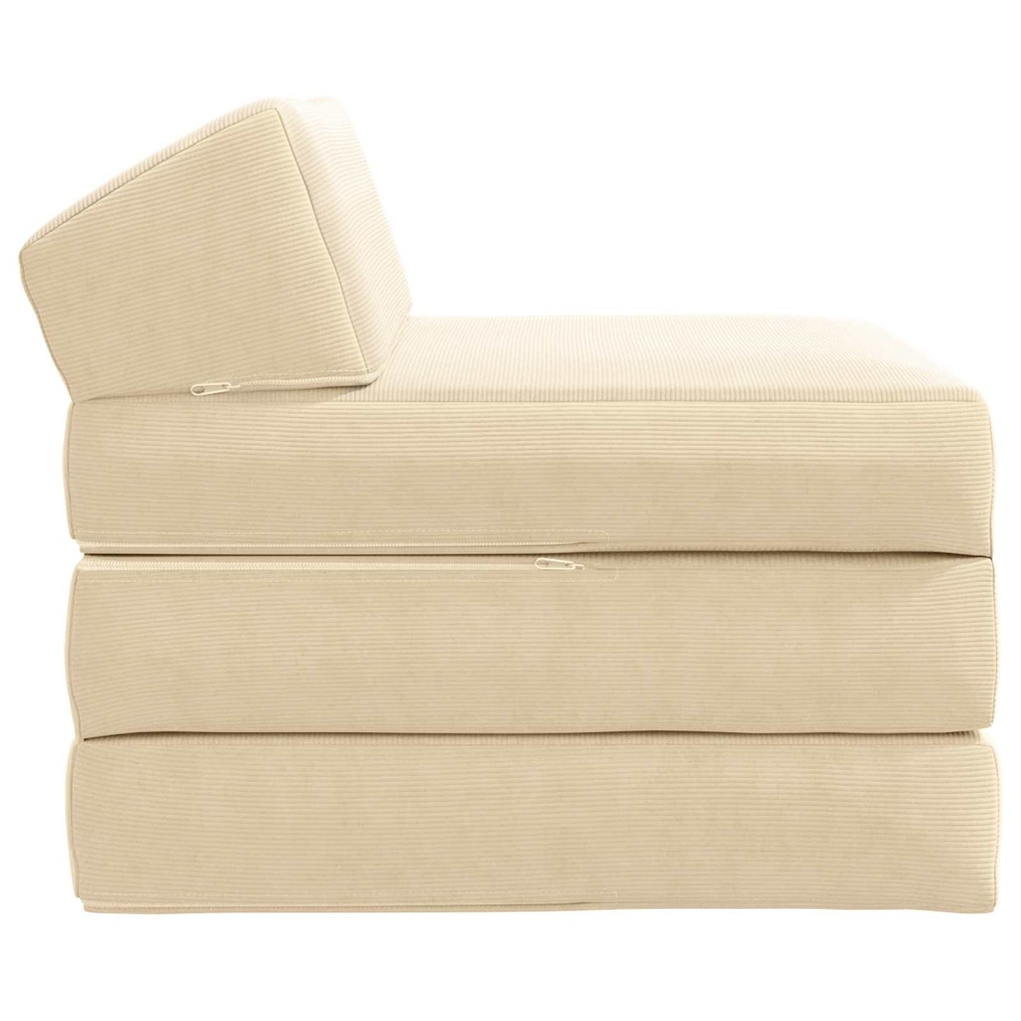 Divano Letto Pieghevole Crema 200 x 70 x 10 cm Tessuto in Cords