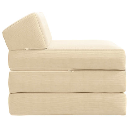 Divano Letto Pieghevole Crema 200 x 70 x 10 cm Tessuto in Cords