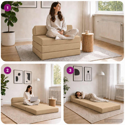 Divano Letto Pieghevole Grigio Verde Chiaro 200 x 70 x 10 cm | homemem39