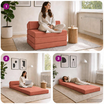 Divano Letto Pieghevole Rosso Arancio 200 x 70 x 10 cm | homemem39
