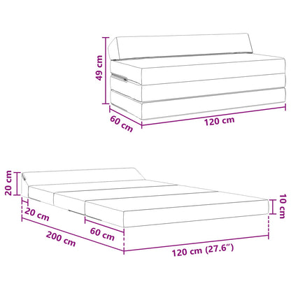 Divano Letto Pieghevole Grigio Scuro 120 x 60 x 49 cm Tessuto | homemem39