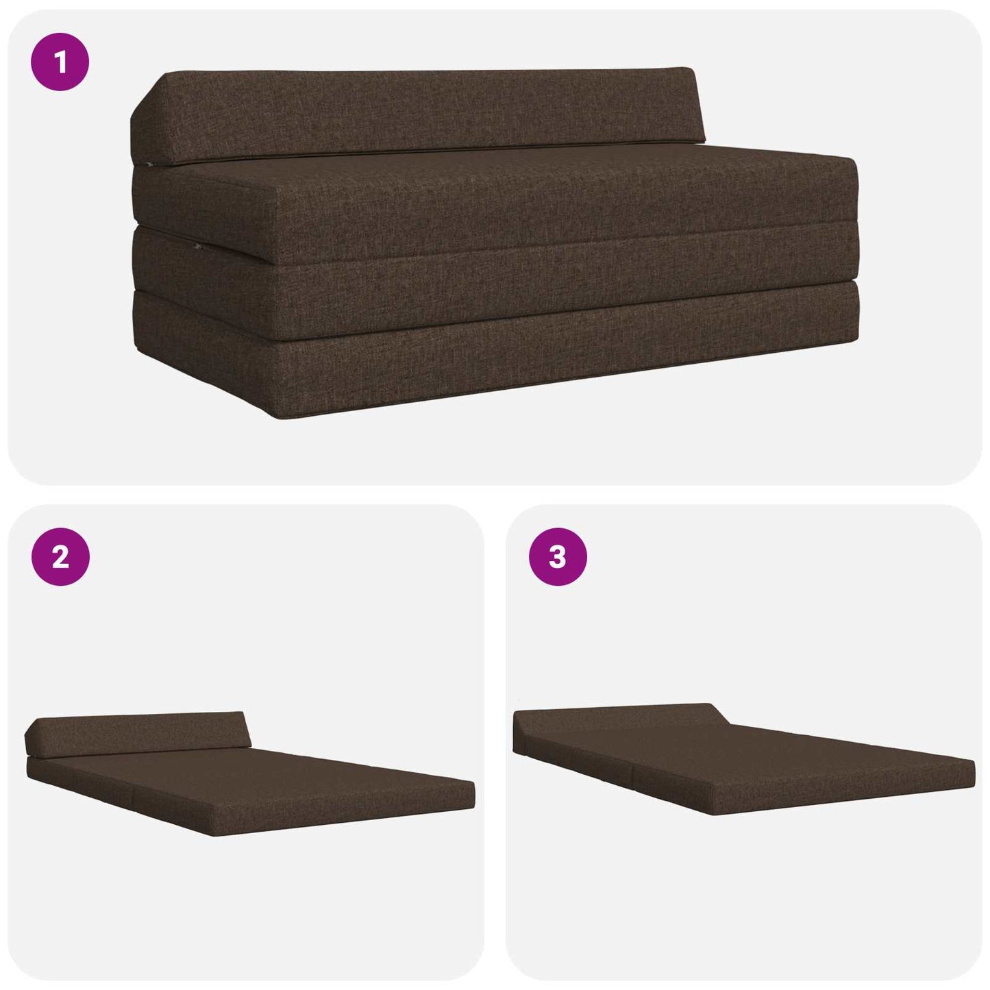 Divano Letto Pieghevole Tortora 120 x 60 x 49 cm Tessuto