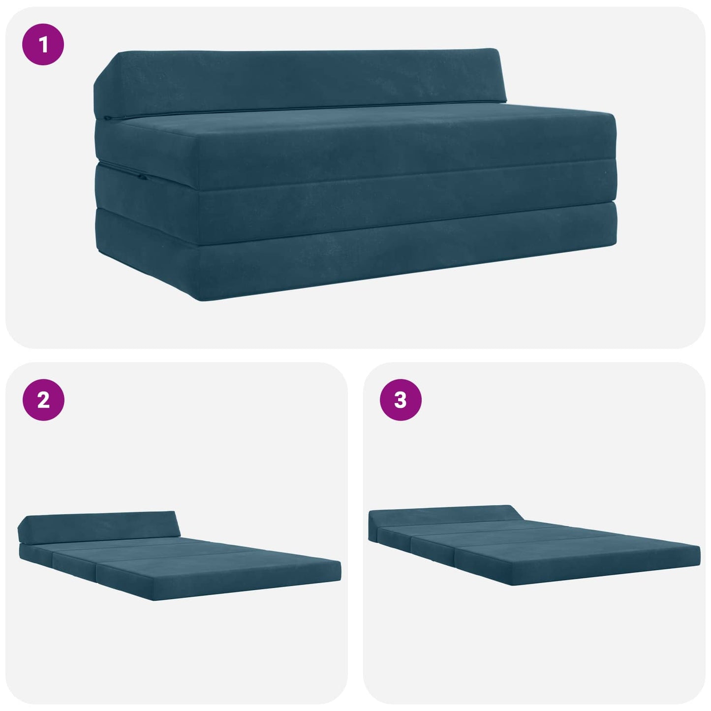 Divano Letto Pieghevole Blu 120 x 60 x 49 cm Tessuto
