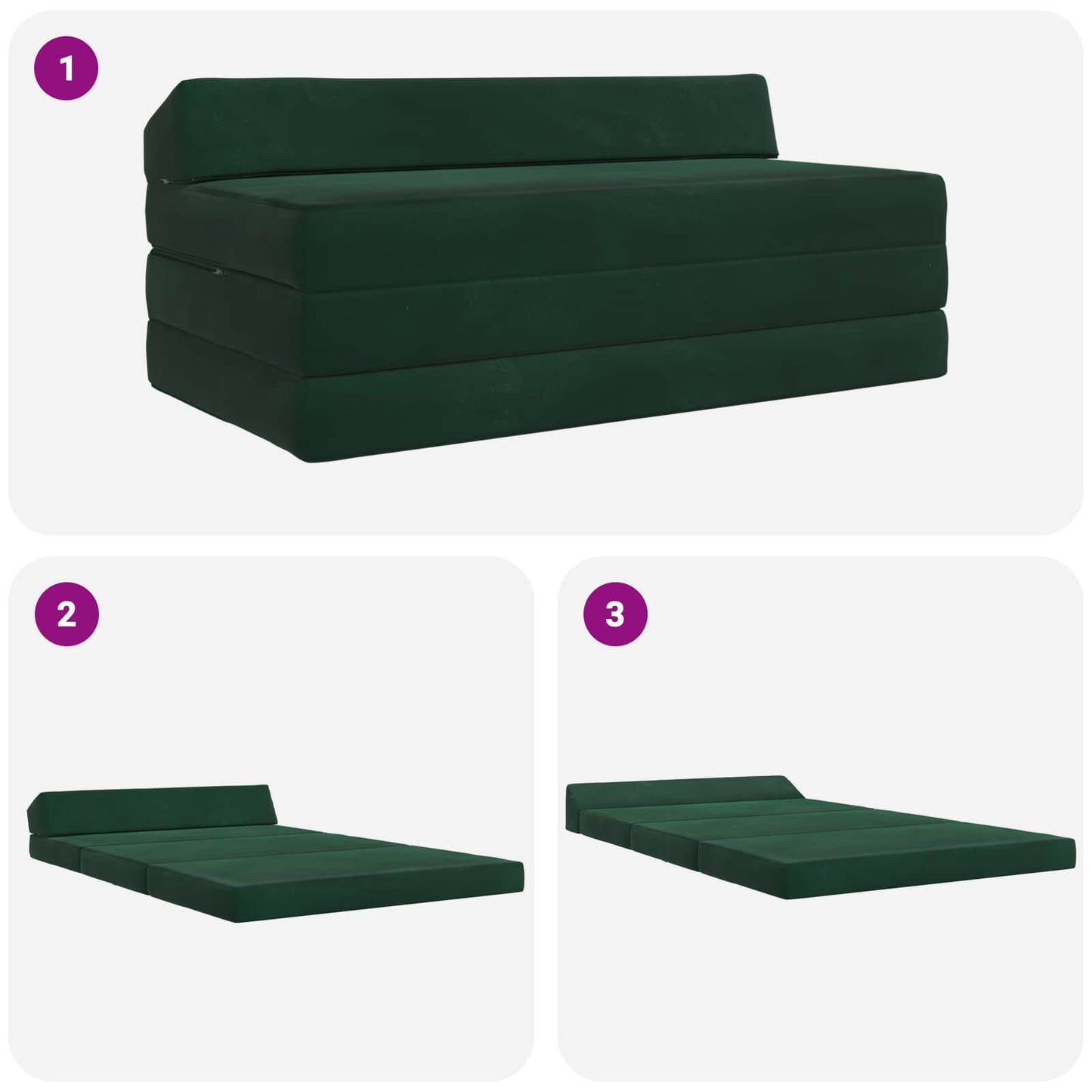 Divano Letto Pieghevole Verde Scuro 120 x 60 x 49 cm Tessuto