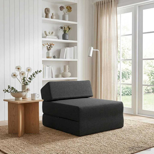 Divano Letto Pieghevole Nero 60 x 70 x 41 cm Tessuto | homemem39