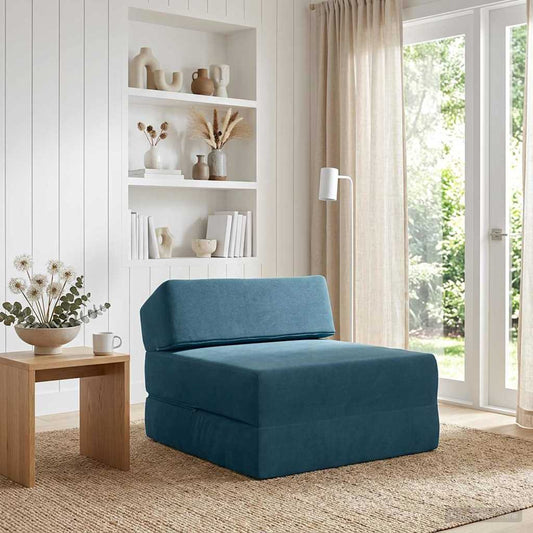 Divano Letto Pieghevole Blu 60 x 70 x 41 cm Tessuto | homemem39