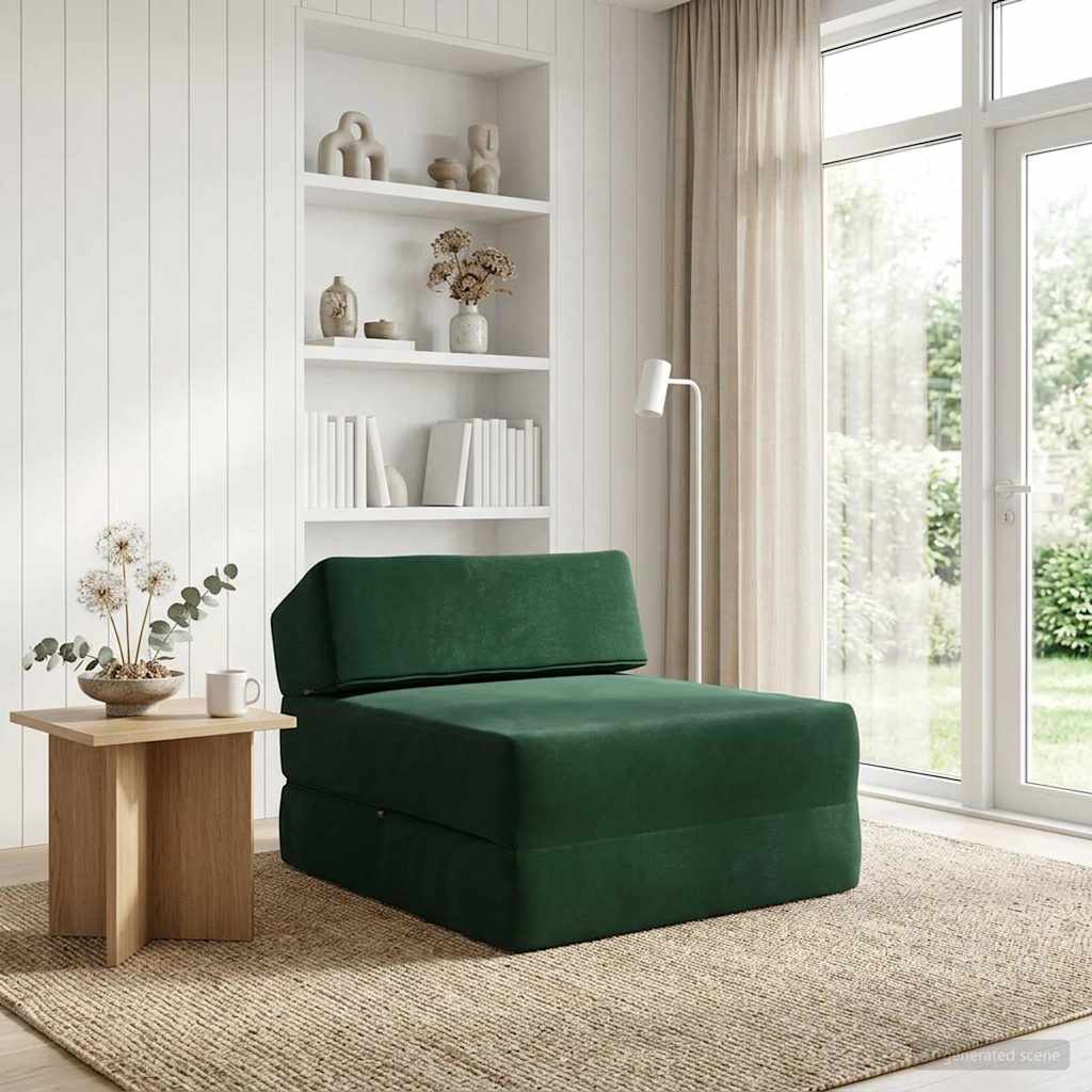 Divano Letto Pieghevole Verde Scuro 60 x 70 x 41 cm Tessuto | homemem39