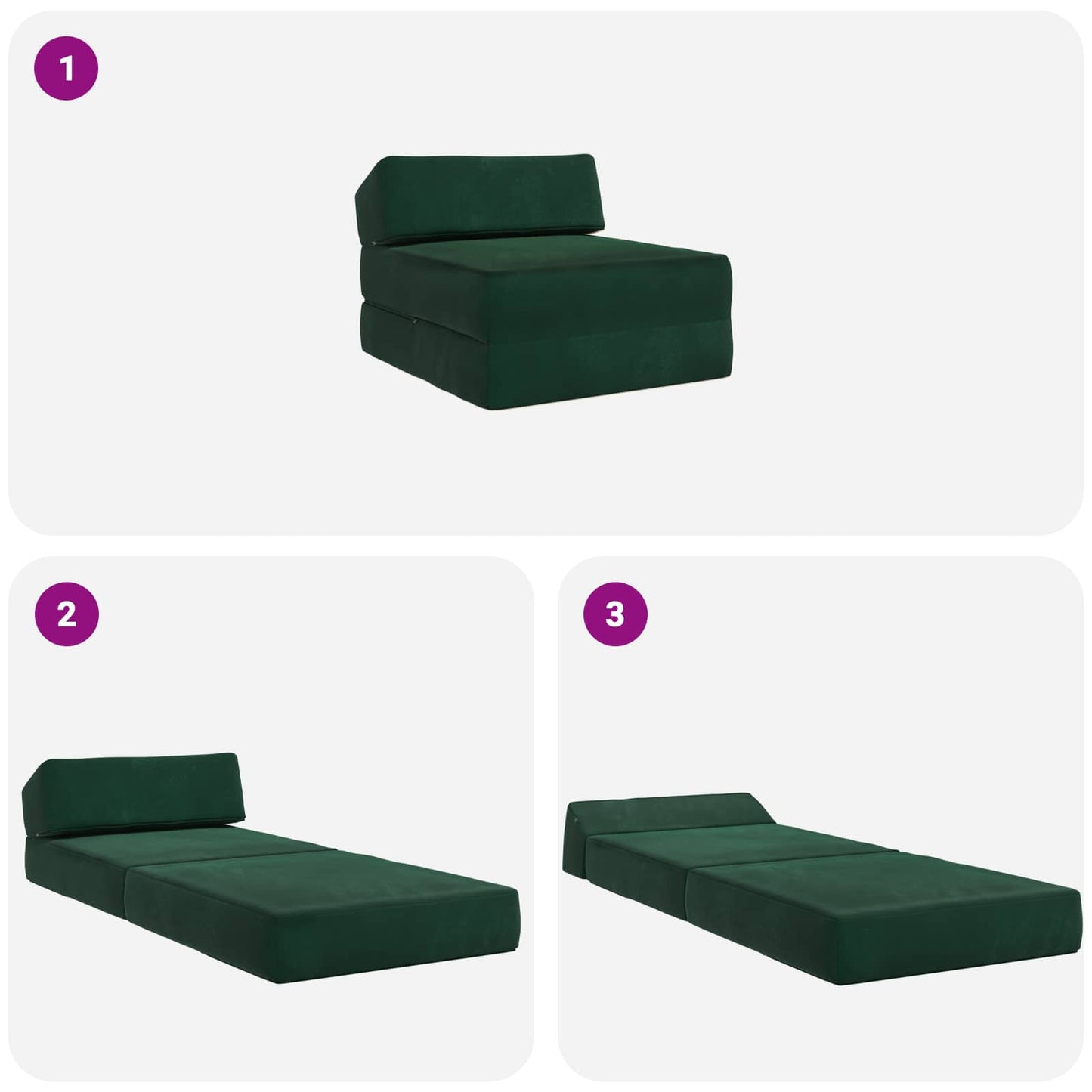 Divano Letto Pieghevole Verde Scuro 60 x 70 x 41 cm Tessuto | homemem39
