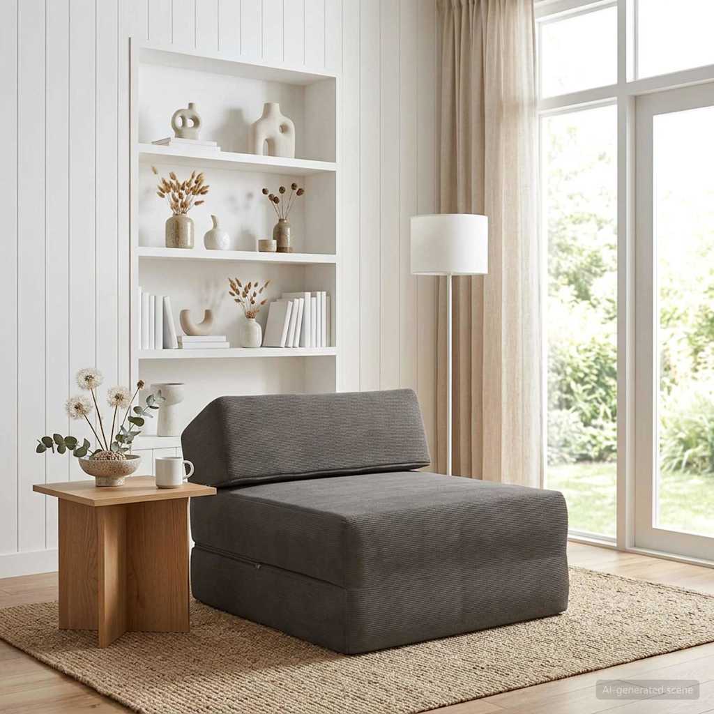 Divano Letto Pieghevole Grigio Chiaro 60 x 70 x 41 cm Tessuto | homemem39