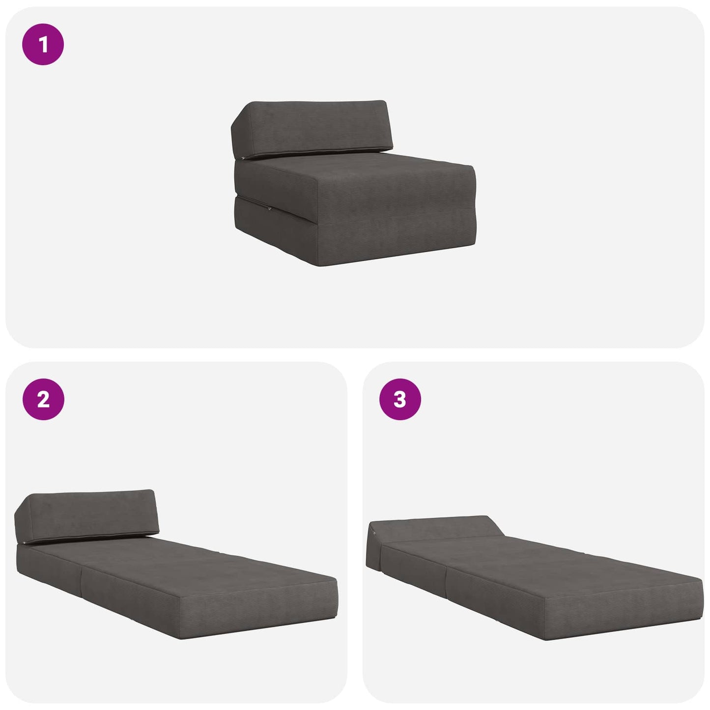 Divano Letto Pieghevole Grigio Scuro 60 x 70 x 41 cm Tessuto | homemem39