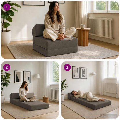 Divano Letto Pieghevole Grigio Scuro 60 x 70 x 41 cm Tessuto | homemem39