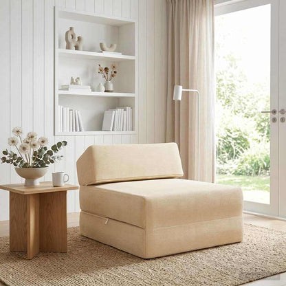 Divano Letto Pieghevole Crema 60 x 70 x 41 cm Tessuto | homemem39