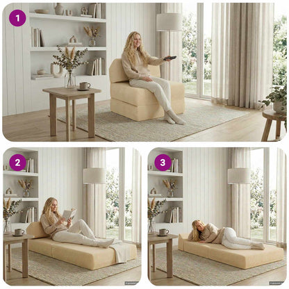 Divano Letto Pieghevole Crema 60 x 70 x 41 cm Tessuto | homemem39