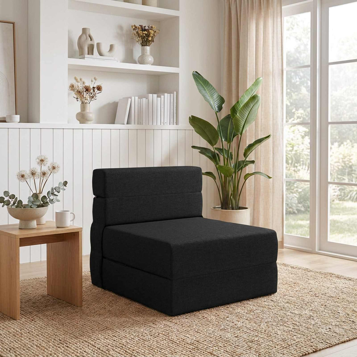 Divano Letto Pieghevole Nero 70 x 72 x 60 cm Tessuto