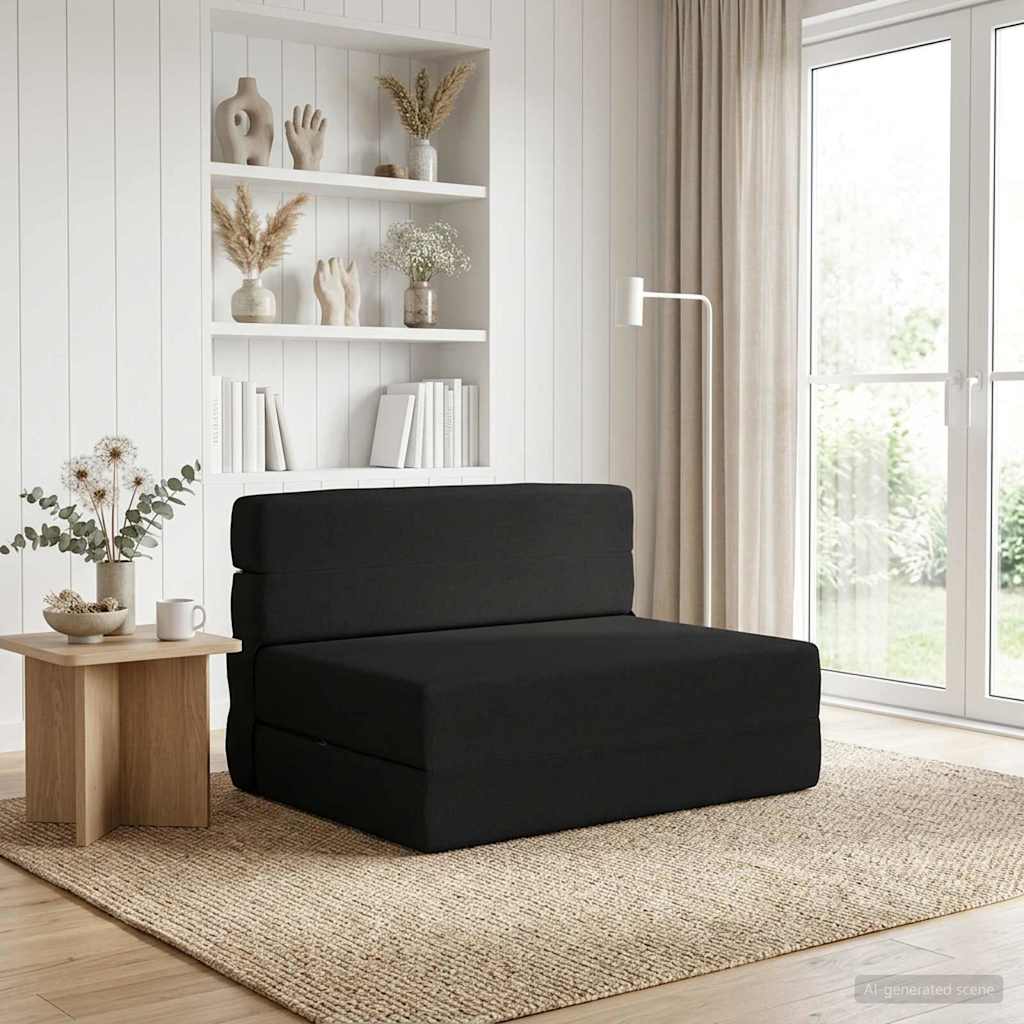 Divano Letto Pieghevole Nero 70 x 72 x 60 cm Tessuto