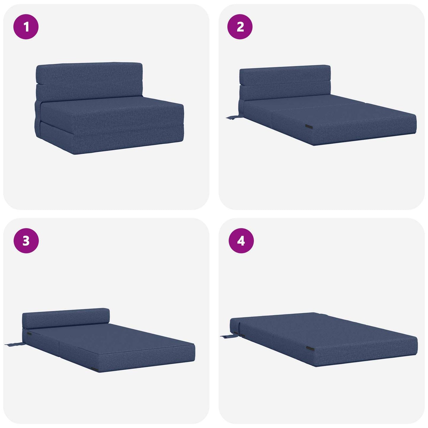 Divano Letto Pieghevole Blu 70 x 72 x 60 cm Tessuto | homemem39