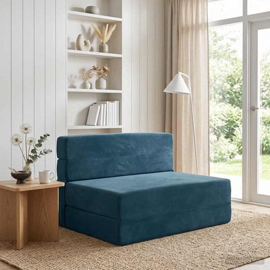 Divano Letto Pieghevole Blu 70 x 72 x 60 cm Tessuto | homemem39
