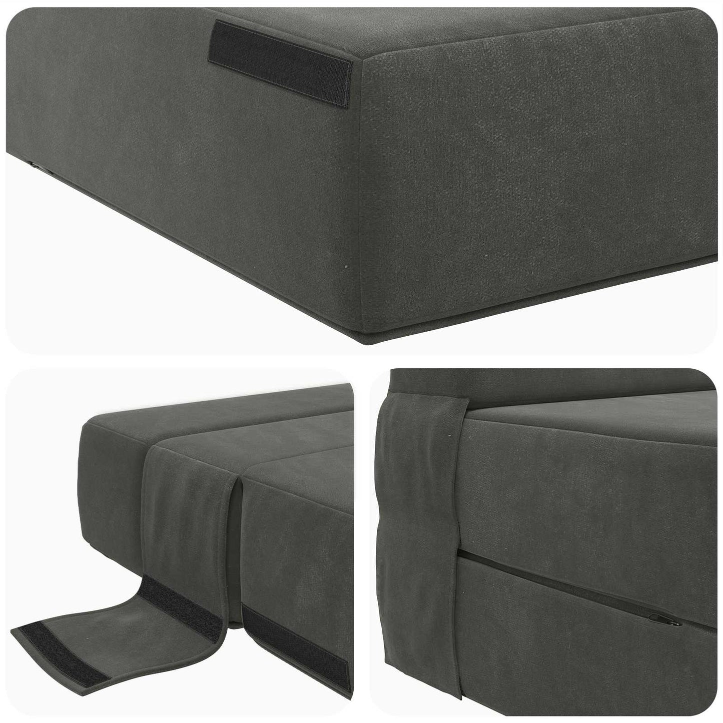 Divano Letto Pieghevole Grigio Scuro 70 x 72 x 60 cm Tessuto | homemem39