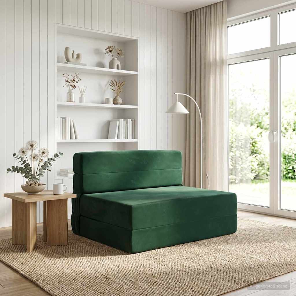 Divano Letto Pieghevole Verde Scuro 70 x 72 x 60 cm Tessuto