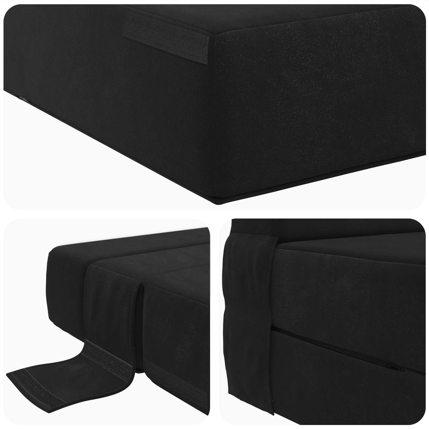 Divano Letto Pieghevole Nero 70 x 72 x 60 cm Tessuto | homemem39