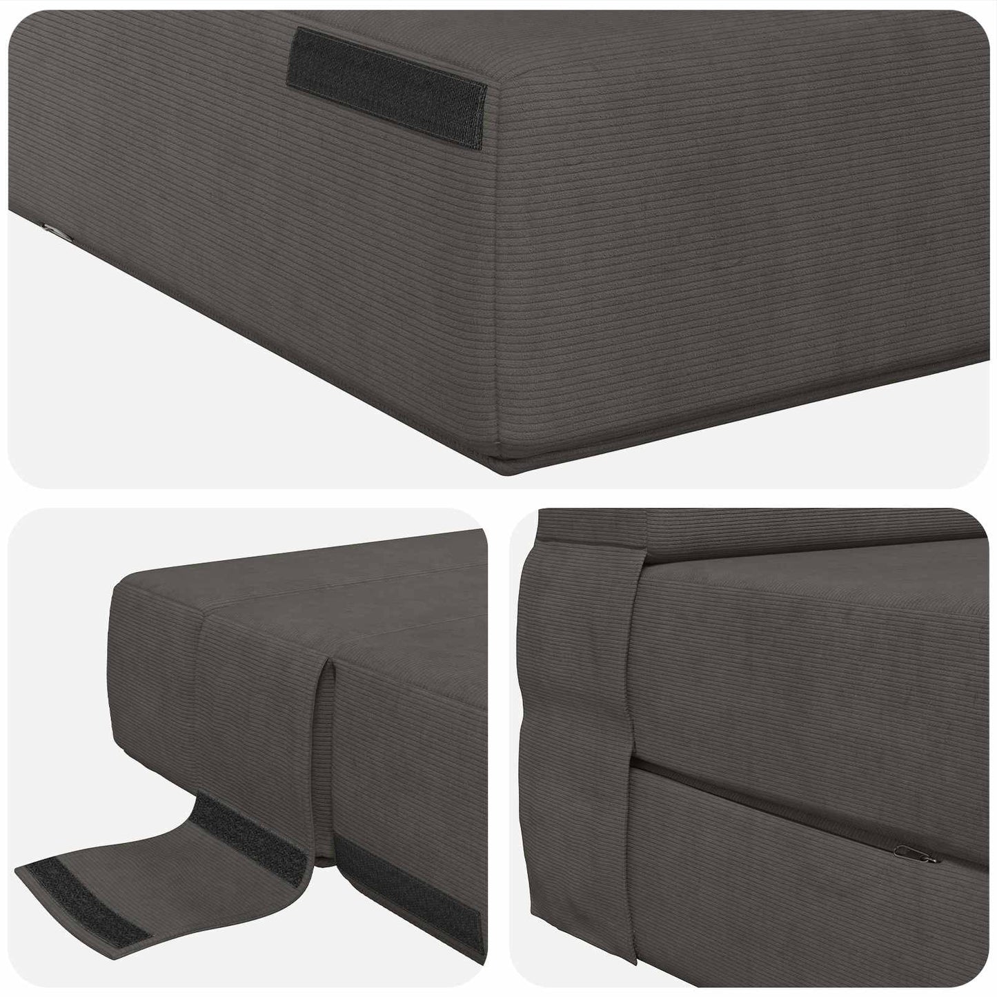 Divano Letto Pieghevole Grigio Scuro 70 x 72 x 60 cm Tessuto | homemem39