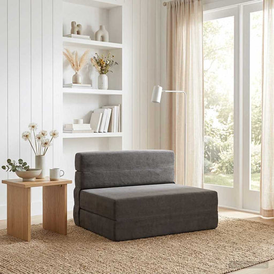 Divano Letto Pieghevole Grigio Scuro 70 x 72 x 60 cm Tessuto | homemem39