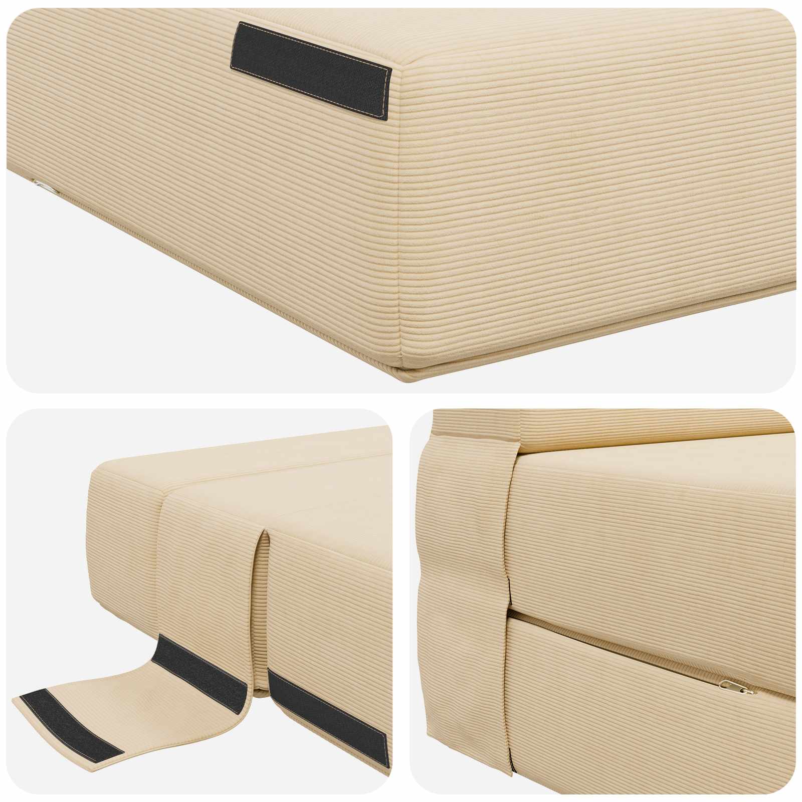 Divano Letto Pieghevole Crema 70 x 72 x 60 cm Tessuto | homemem39