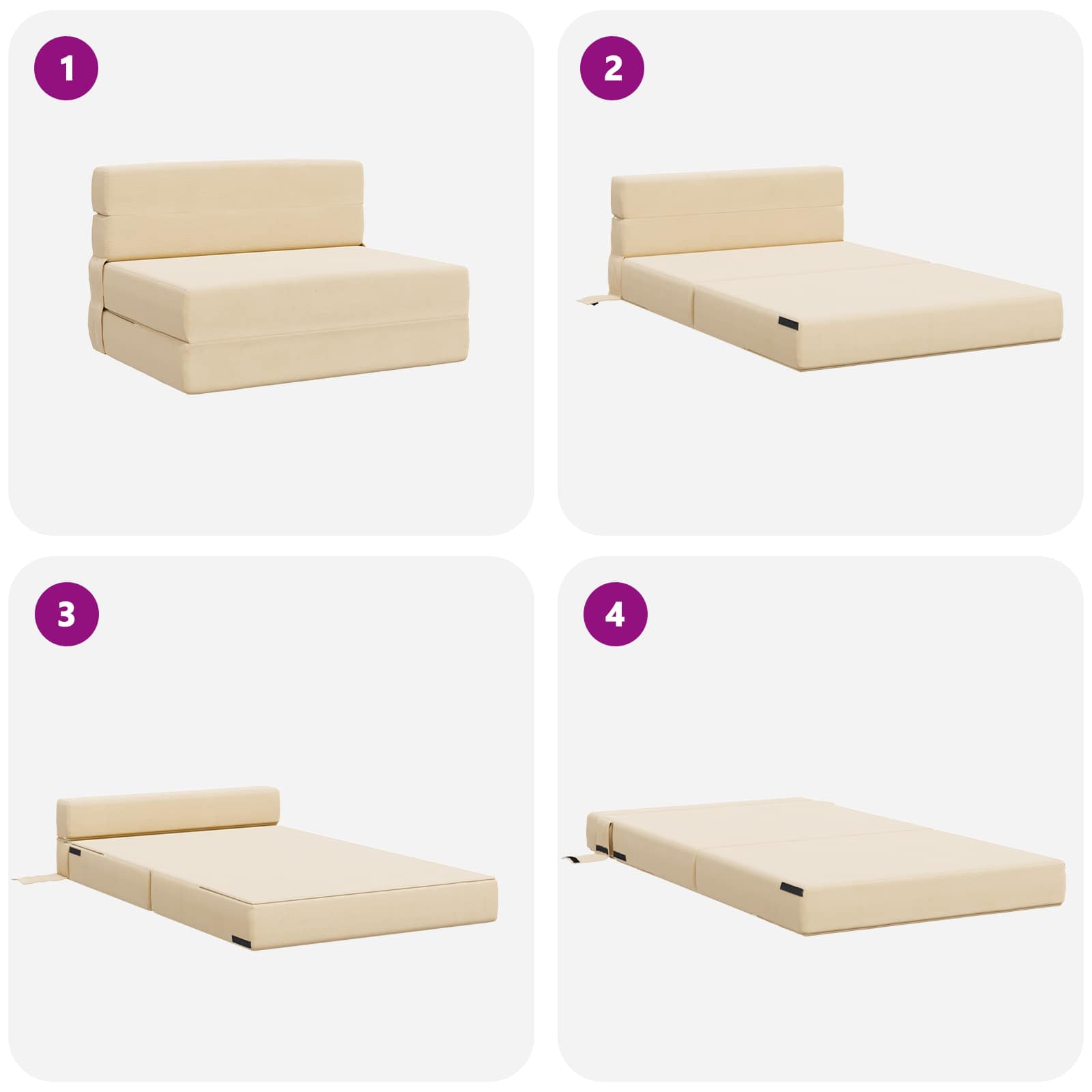 Divano Letto Pieghevole Crema 70 x 72 x 60 cm Tessuto | homemem39