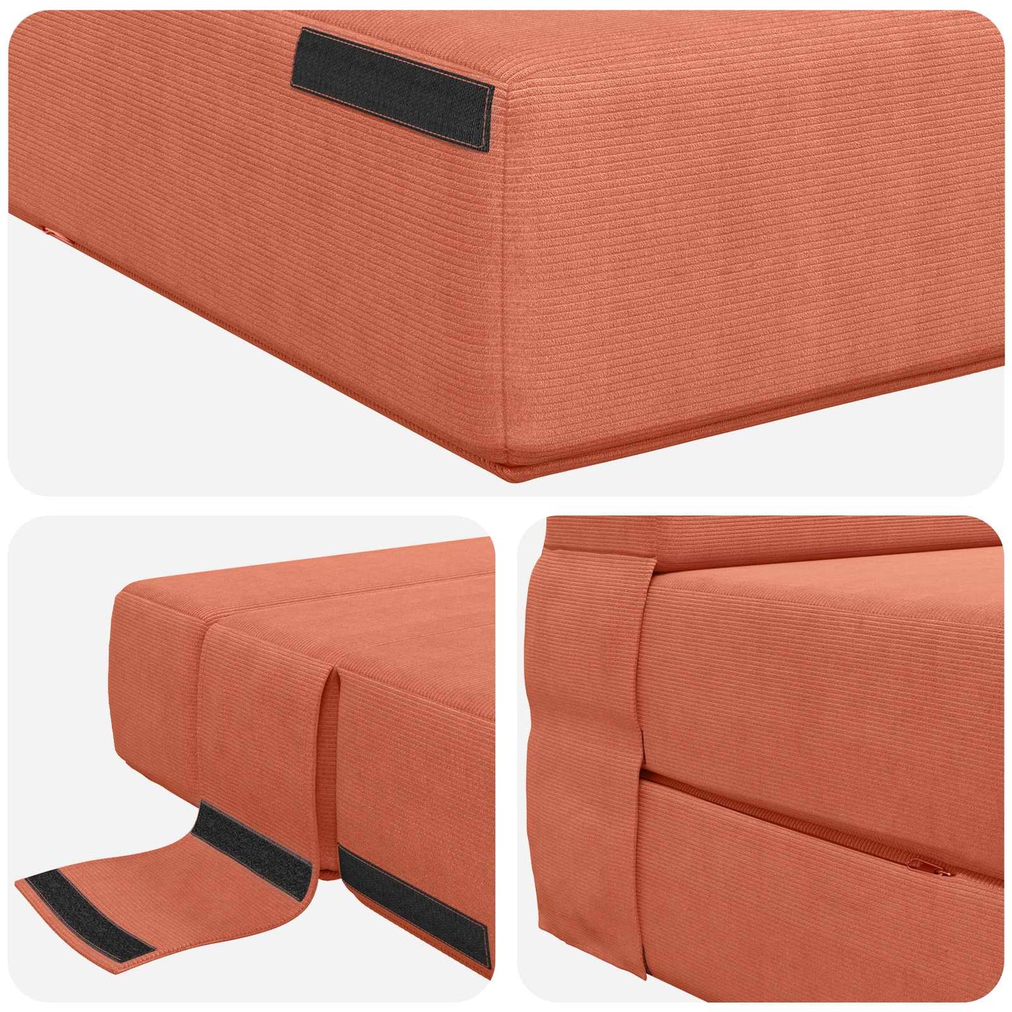 Divano Letto Pieghevole Rosso Arancio 70 x 72 x 60 cm Tessuto | homemem39