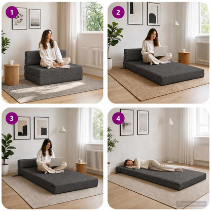 Divano Letto Pieghevole Grigio Scuro 70 x 80 x 60 cm Tessuto | homemem39