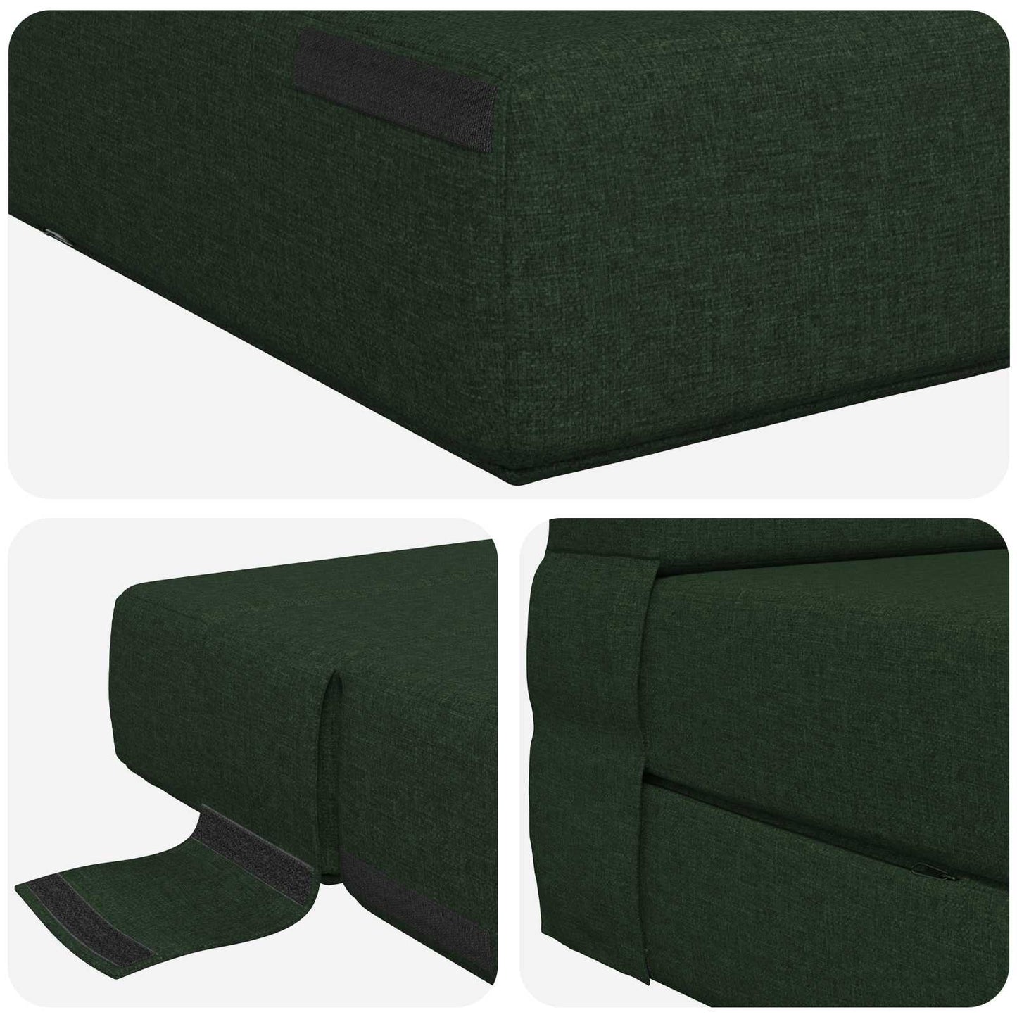 Divano Letto Pieghevole Verde Scuro 70 x 80 x 60 cm Tessuto