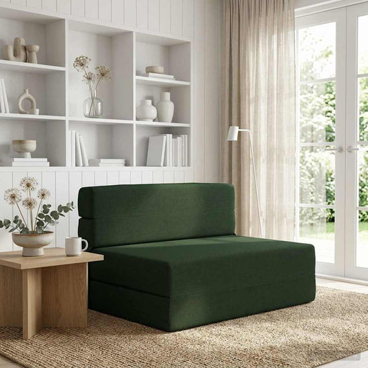 Divano Letto Pieghevole Verde Scuro 70 x 80 x 60 cm Tessuto