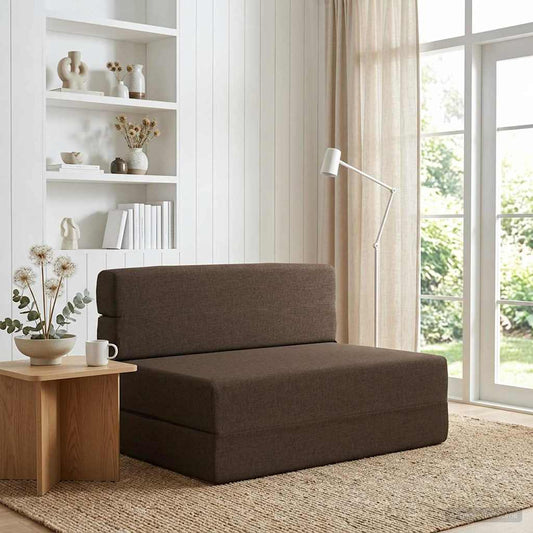 Divano Letto Pieghevole Tortora 70 x 80 x 60 cm Tessuto