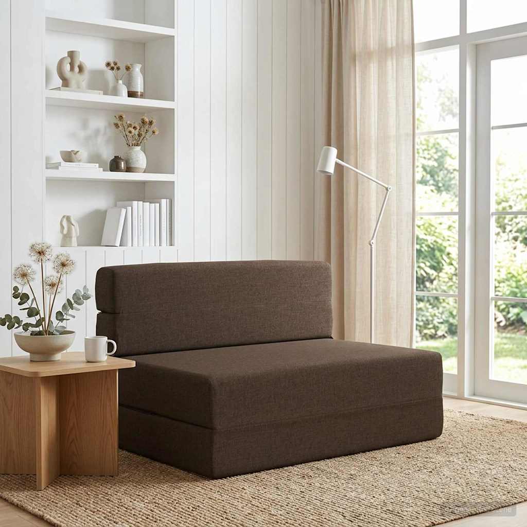 Divano Letto Pieghevole Tortora 100 x 80 x 60 cm Tessuto