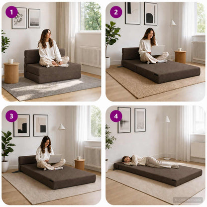 Divano Letto Pieghevole Tortora 70 x 80 x 60 cm Tessuto | homemem39