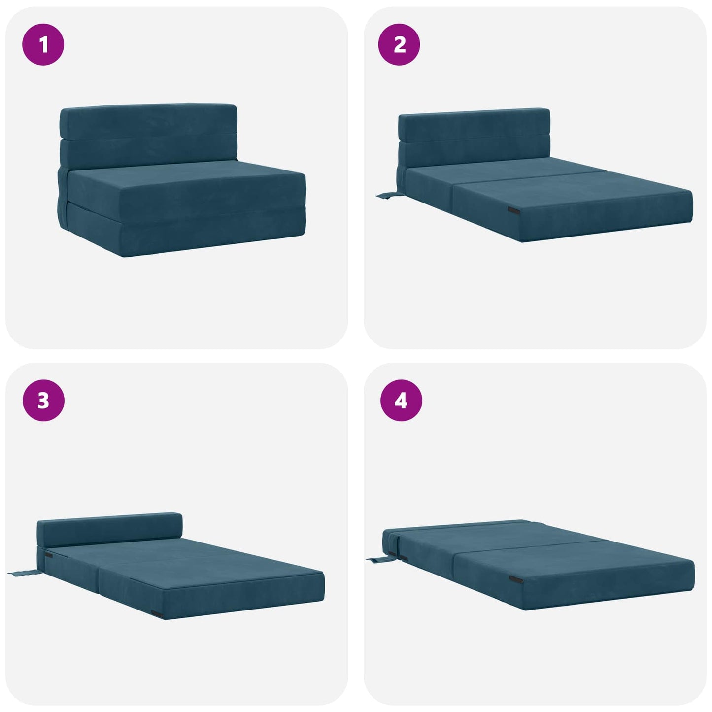 Divano Letto Pieghevole Blu 70 x 80 x 60 cm Tessuto