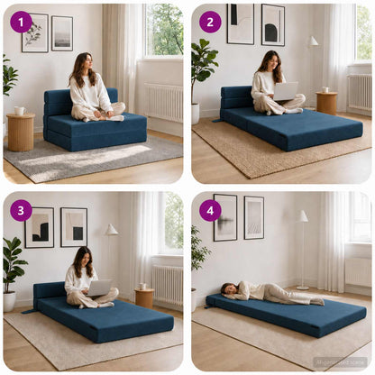 Divano Letto Pieghevole Blu 70 x 80 x 60 cm Tessuto | homemem39