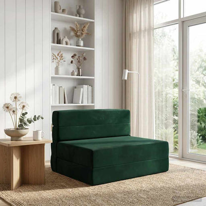 Divano Letto Pieghevole Verde Scuro 70 x 80 x 60 cm Tessuto