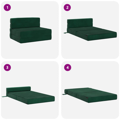 Divano Letto Pieghevole Verde Scuro 70 x 80 x 60 cm Tessuto
