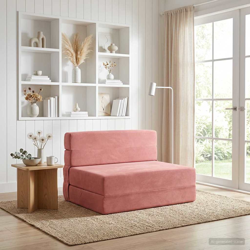 Divano Letto Pieghevole Rosa 100 x 80 x 60 cm Tessuto