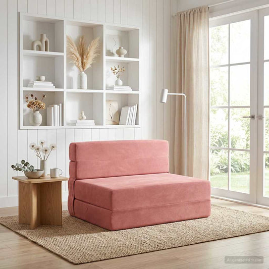 Divano Letto Pieghevole Rosa 100 x 80 x 60 cm Tessuto