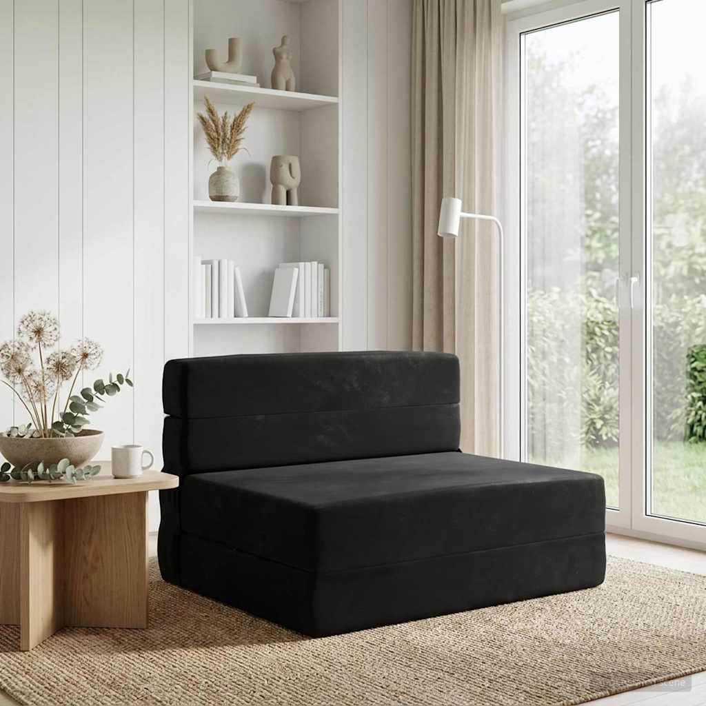 Divano Letto Pieghevole Nero 100 x 80 x 60 cm Tessuto