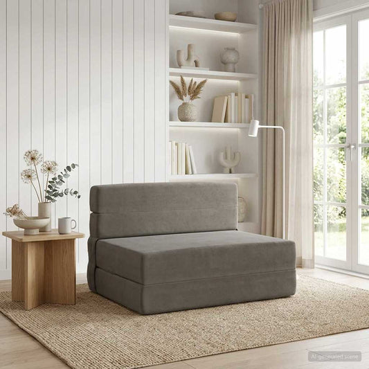 Divano Letto Pieghevole Grigio Chiaro 100 x 80 x 60 cm Tessuto