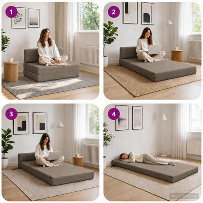 Divano Letto Pieghevole Grigio Chiaro 70 x 80 x 60 cm Tessuto | homemem39
