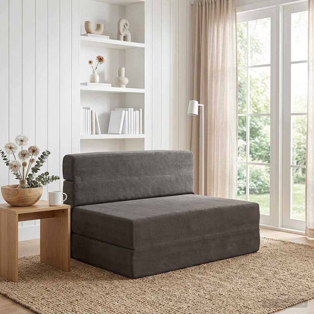 Divano Letto Pieghevole Grigio Scuro 70 x 80 x 60 cm Tessuto