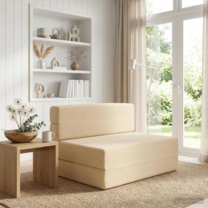 Divano Letto Pieghevole Crema 70 x 80 x 60 cm Tessuto